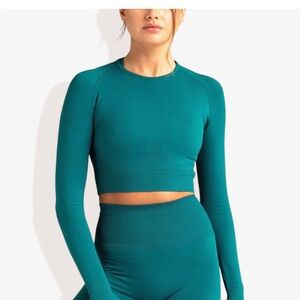 Target Anna Kaci Teal Long Sleeve Crop Top Women’s Small Activewear Yoga